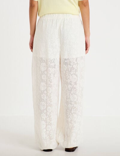 Pantalon bouffant taille standard ecru femme