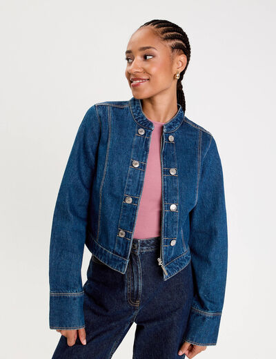 Veste en jean avec boutons denim stone femme