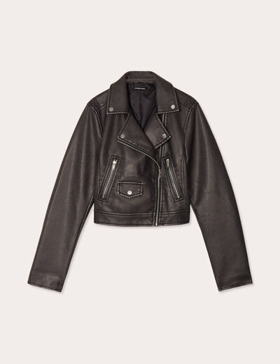 Veste biker simili cuir noir femme