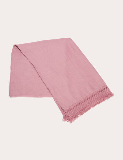 Foulard avec franges vieux rose femme