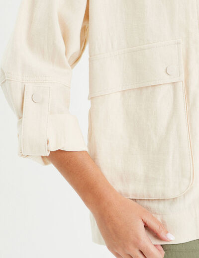 Veste droite zippée ecru femme