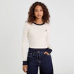 T-shirt cropped 2-en-1 ecru femme