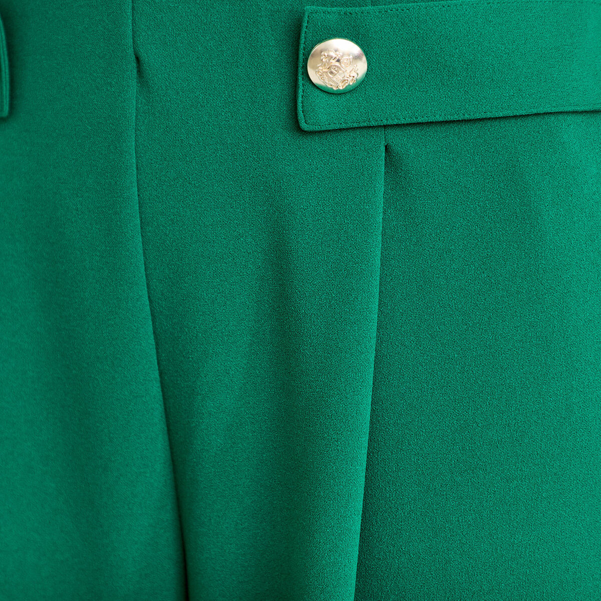 Pantalon large taille haute fluide vert femme
