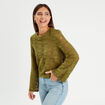 T-shirt ajouré manches pagodes vert olive femme