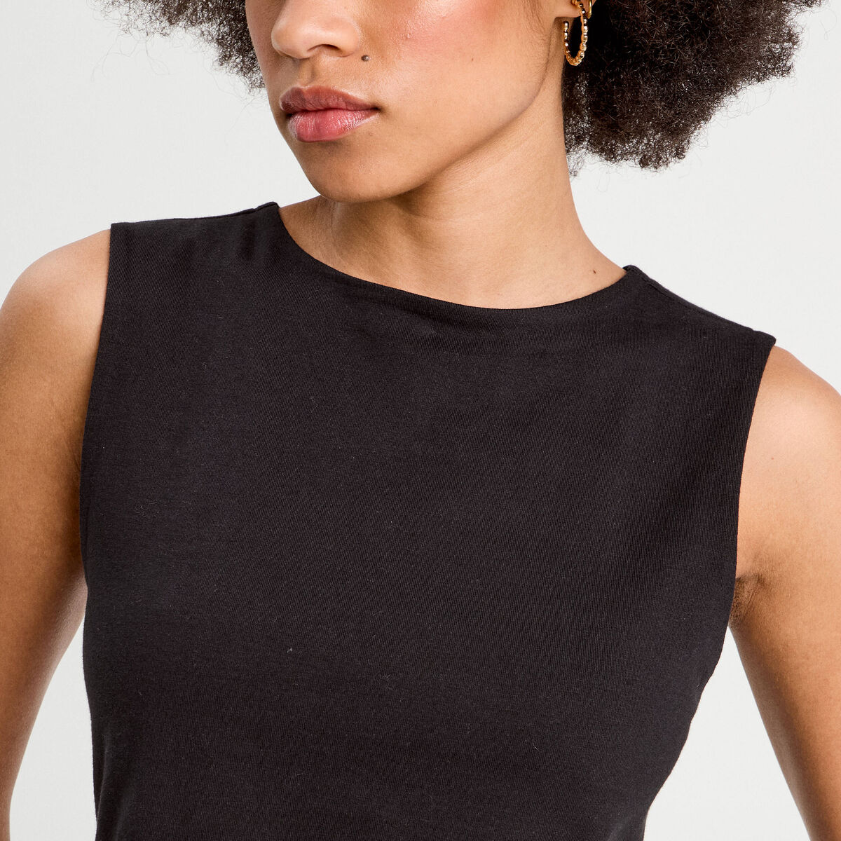 Débardeur cropped noir femme
