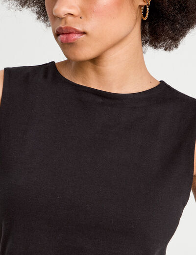 Débardeur cropped noir femme