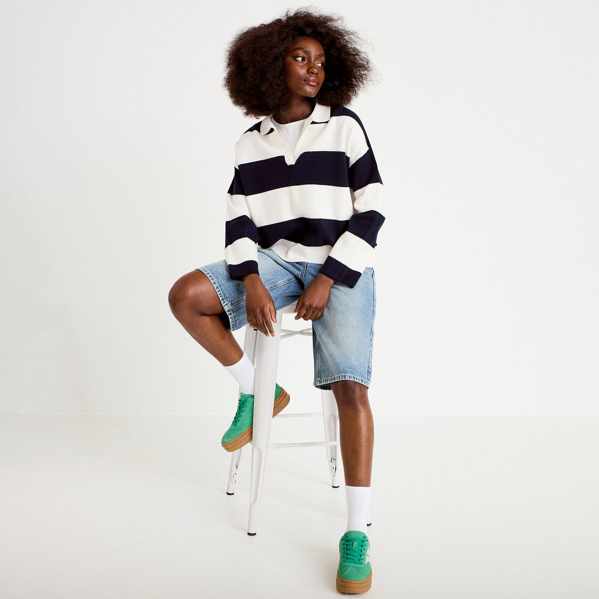 Bermuda en jean denim triple stone femme
