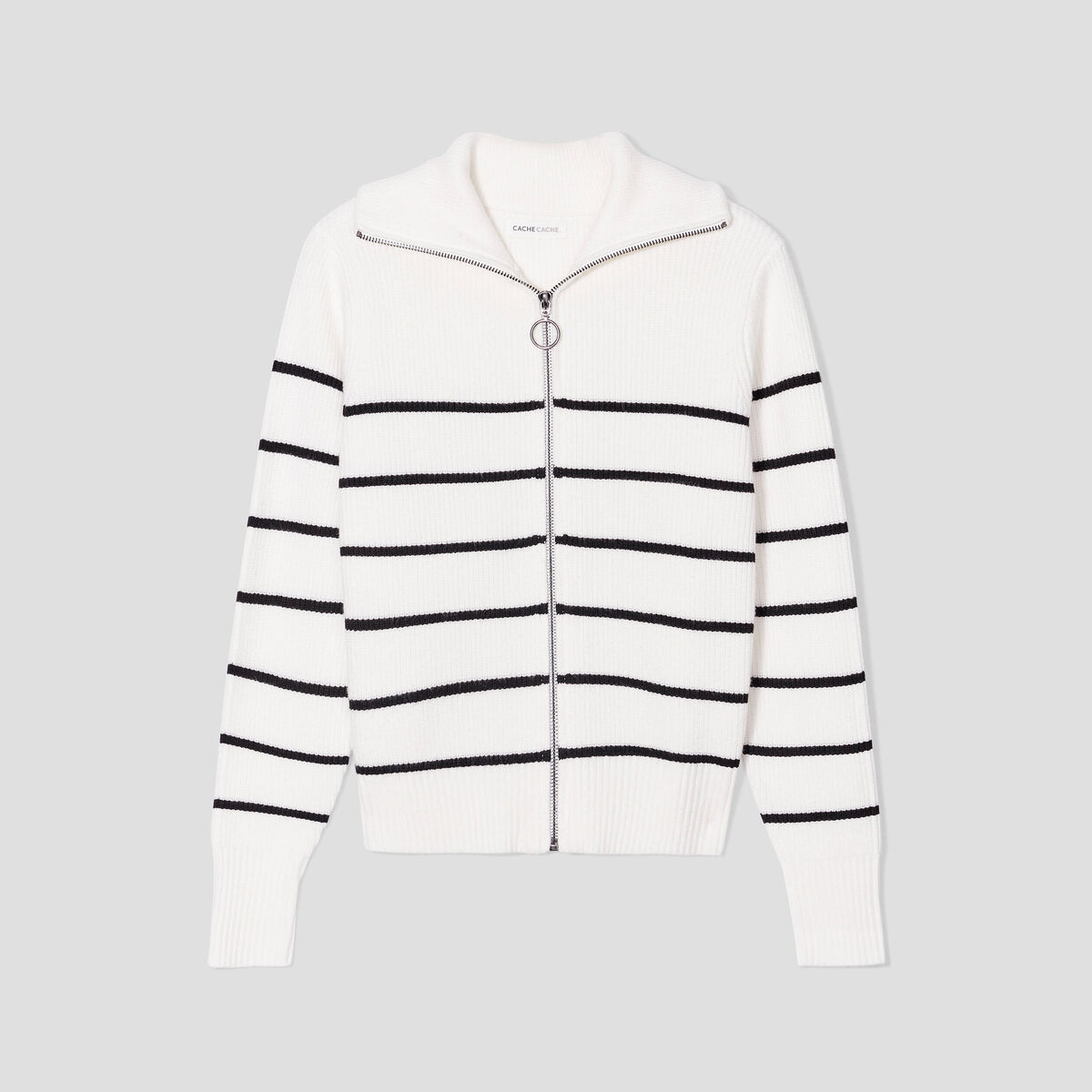 Gilet zippé manches longues ecru femme