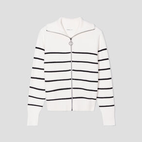Gilet zippé manches longues ecru femme