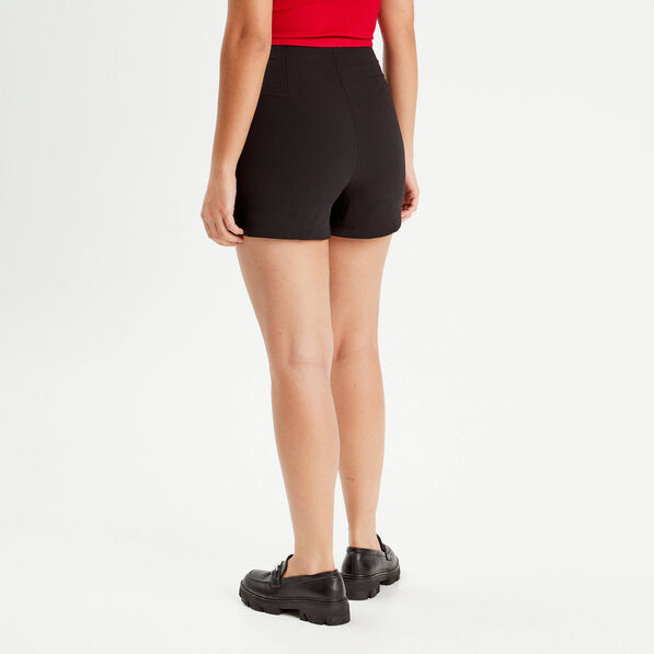 jupe short droite fentes noir femme Jupe-short droite fentes noir femme