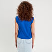 T-shirt sans manches brodé bleu electrique femme