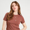 T-shirt cropped marron cognac femme