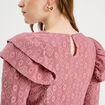 Blouse brodée avec volants vieux rose femme