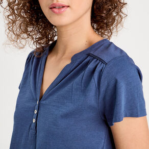 T-shirt manches courtes bleu foncé femme