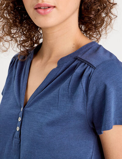 T-shirt manches courtes bleu foncé femme