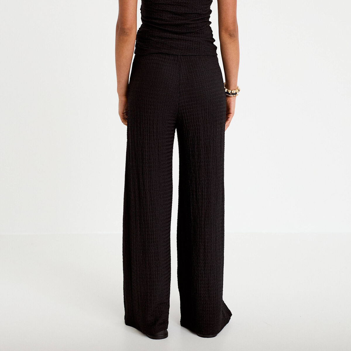 Pantalon large taille standard noir femme