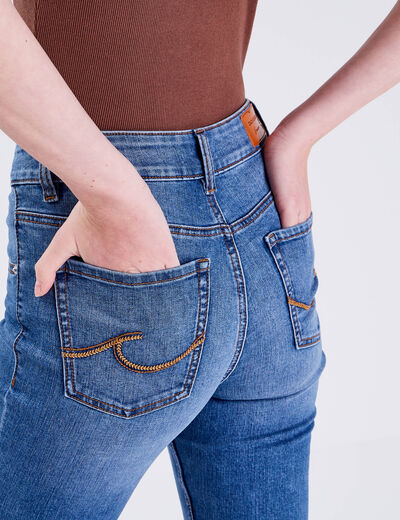 Jeans droit taille haute denim stone femme