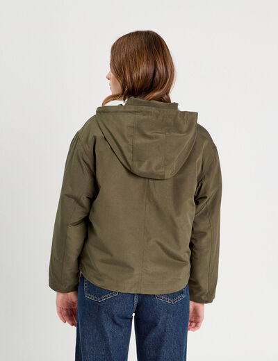 Parka 3-en-1 à capuche vert kaki femme