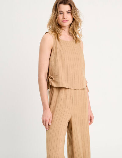 Combinaison sans manches beige femme