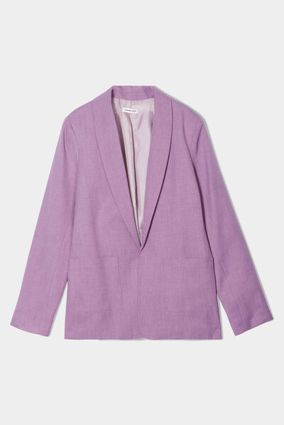 Veste esprit blazer col châle mauve femme