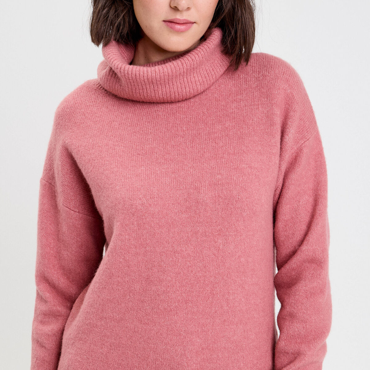 Pull avec col roulé rose femme | Vibs