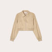 Veste courte zipp&eacute;e su&eacute;dine beige femme