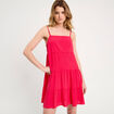 Robe évasée bretelles fines rose framboise femme