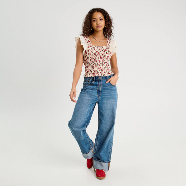 debardeur smocke brode blanc femme Débardeur smocké brodé blanc femme