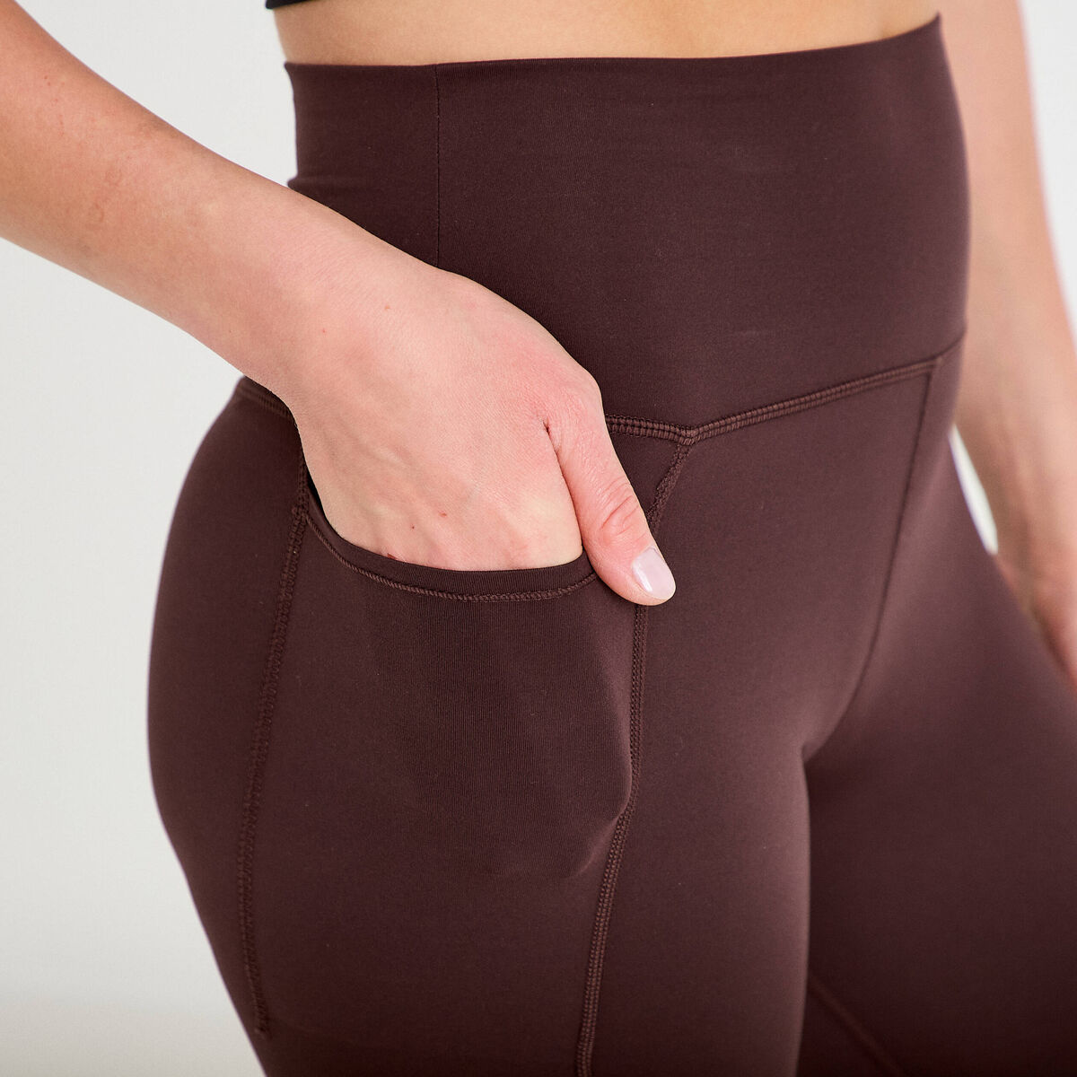 Leggings taille haute marron fonc&eacute; femme