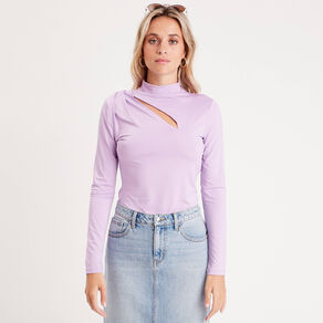 Blouse avec ouverture mauve femme