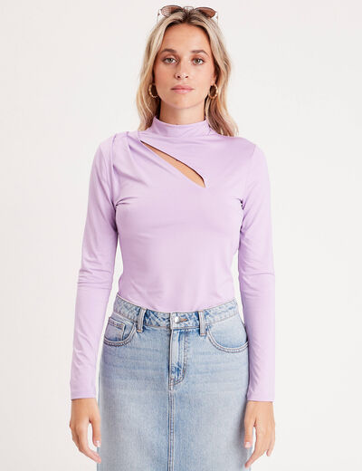 Blouse avec ouverture mauve femme