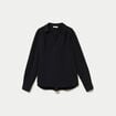 Blouse droite manches longues noir femme