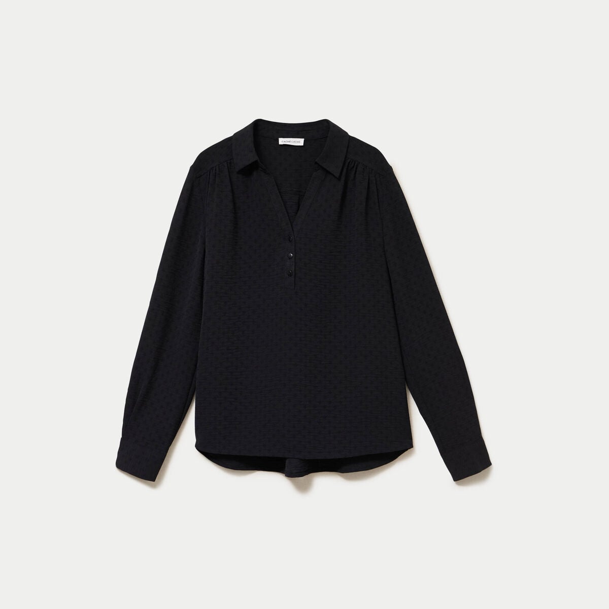 Blouse droite manches longues noir femme