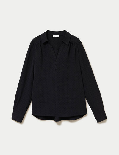 Blouse droite manches longues noir femme