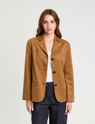 Veste blazer suédine marron femme