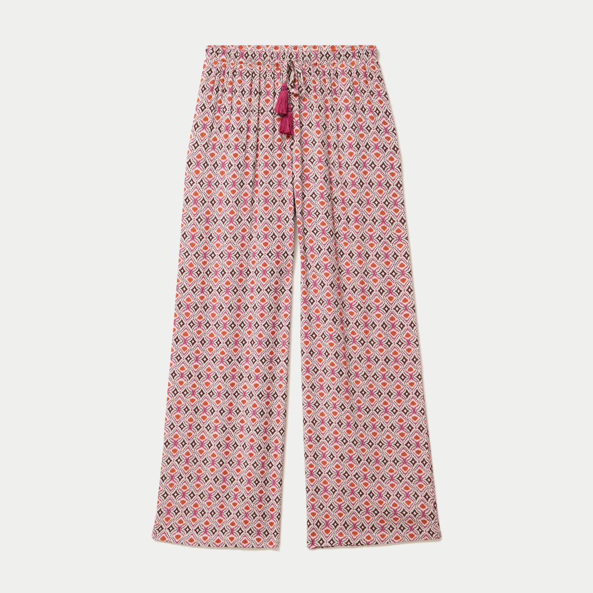 Pantalon large taille standard blanc femme