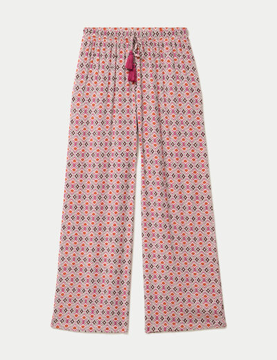 Pantalon large taille standard blanc femme