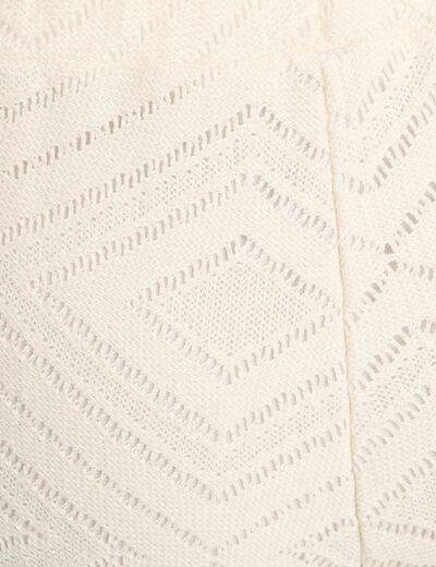 Pantalon droit ajouré ecru femme