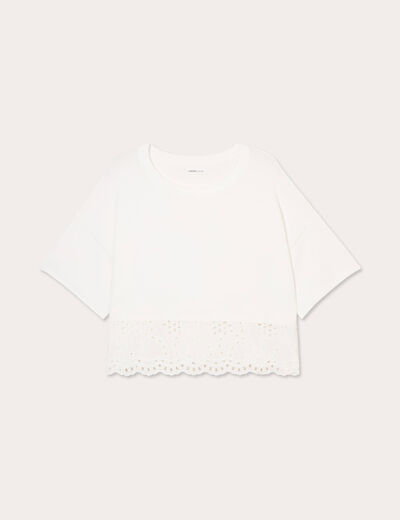 Pull manches courtes blanc femme