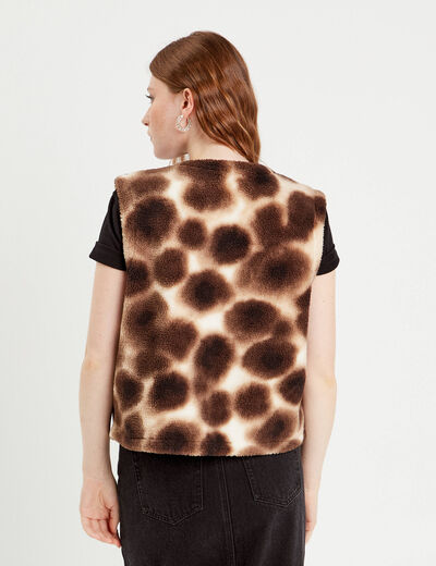 Gilet sans manches effet polaire marron femme
