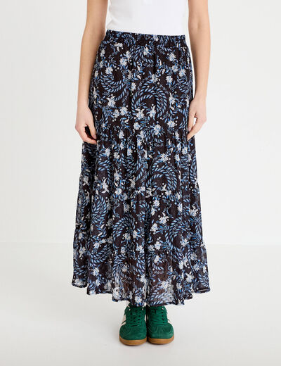Jupe longue fluide noir femme