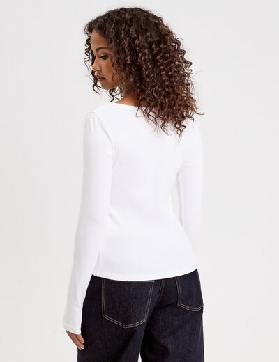 T-shirt manches longues blanc femme
