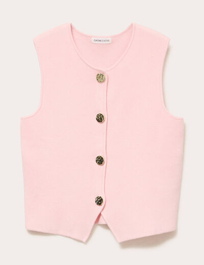 Gilet sans manches cropped rose clair femme