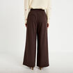 Pantalon bootcut taille haute chin&eacute; marron femme