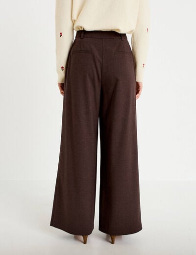 Pantalon bootcut taille haute chin&eacute; marron femme