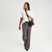 Pantalon large gris foncé femme