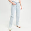 Jeans straight taille haute bleu gris femme