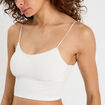 Crop top côtelé ecru femme