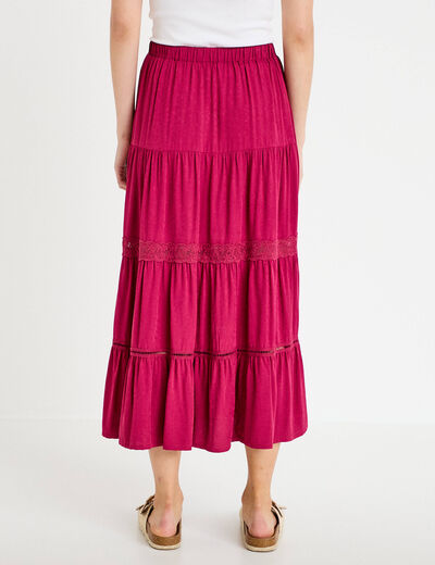 Jupe &eacute;vas&eacute;e longueur 3/4 dentelle rouge femme