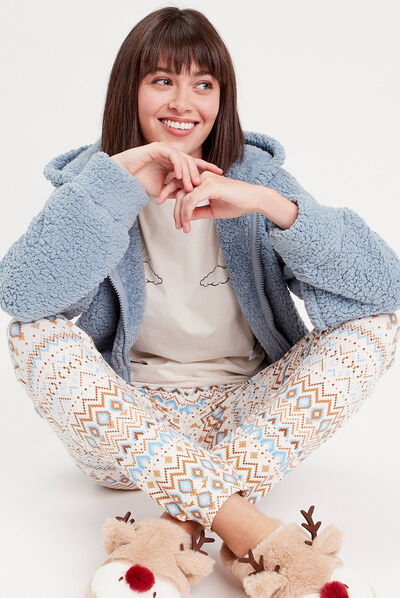 Ensemble pyjama 3 pièces ecru femme